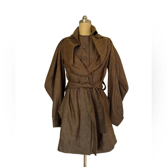 Unique designer rare ZSEGA 100% wool balloon sleeves lagenlook jacket coat S - Picture 5 of 16